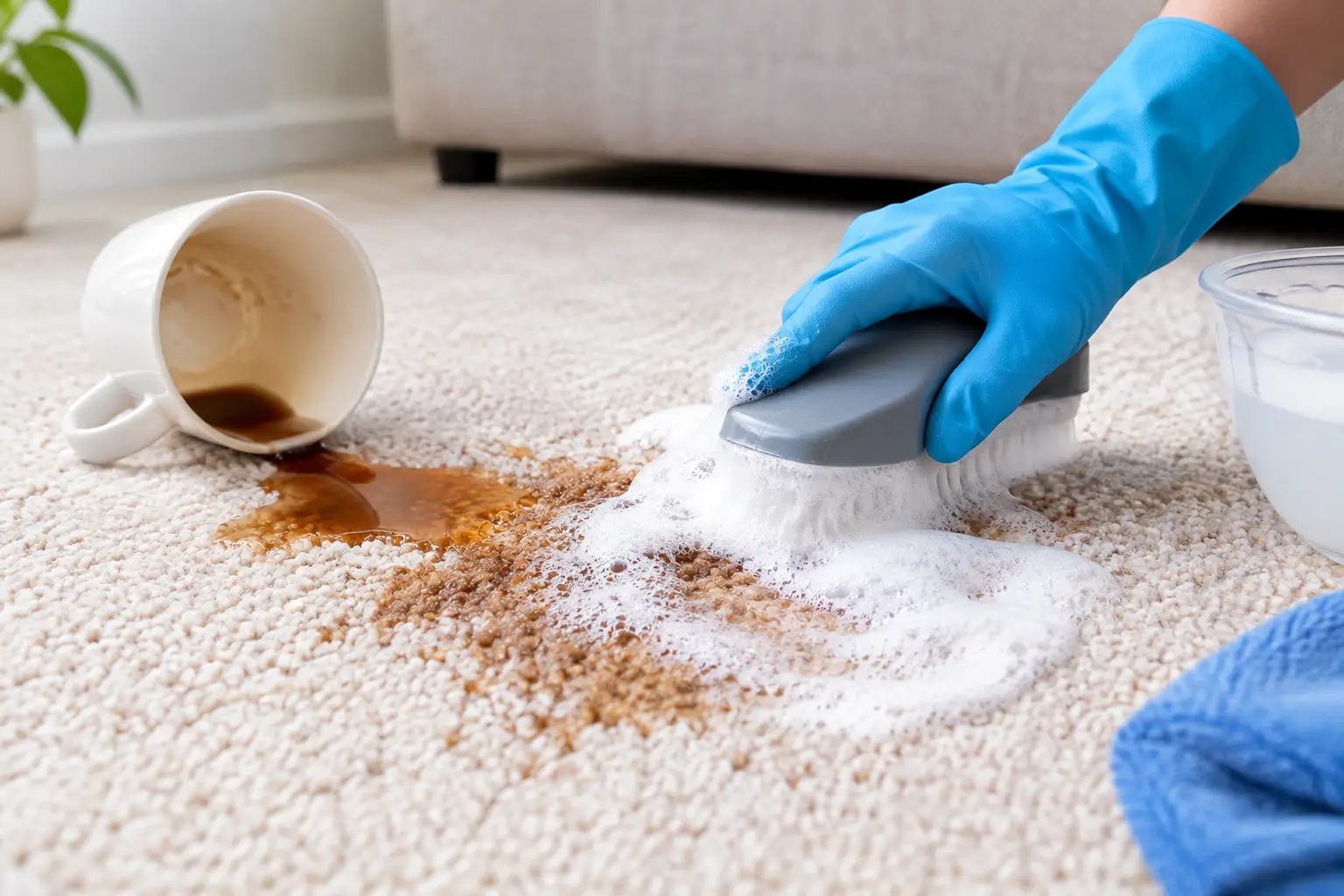 Coffee Stain Removal for Carpets and Upholstery